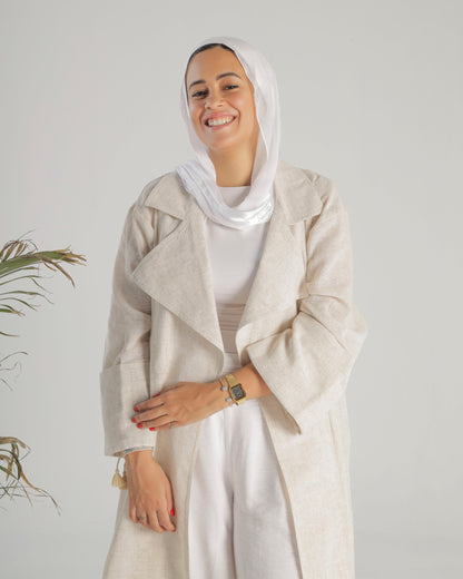 Beige Linen Cardigan